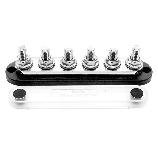 Bus Bar 300a 6xM10 terminal. Black.