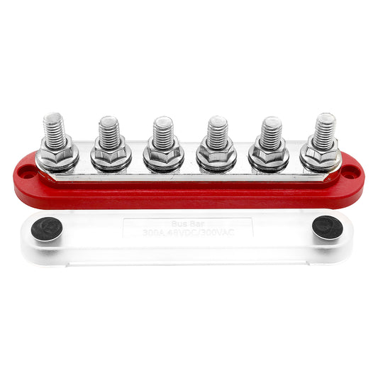 Bus Bar 300a 6xM10 terminal. Red.