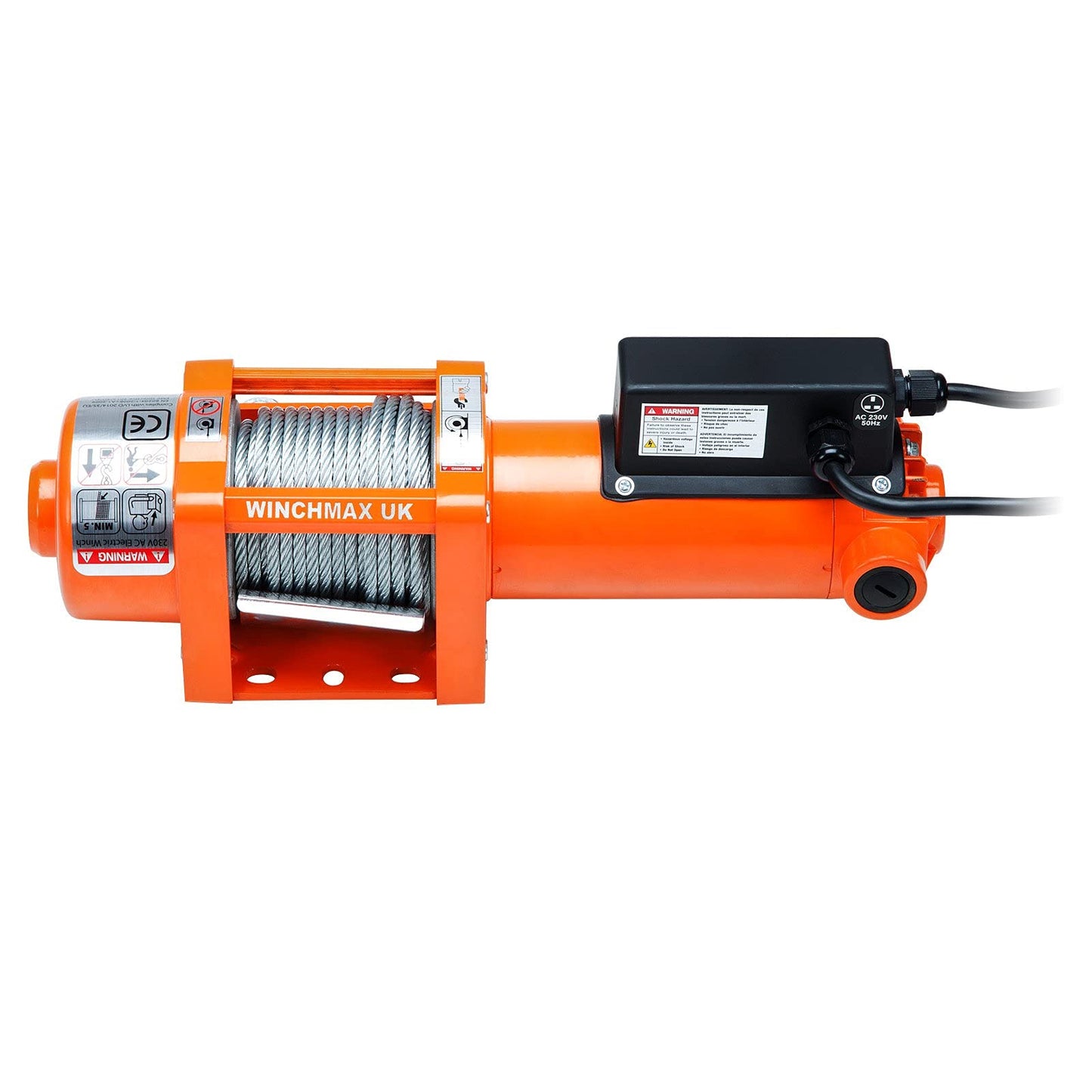 Treuil monophasé orange d'origine de 3 000 lb (1 361 kg) 240 V 13 A. Câble en acier de 12,5 m x 5 mm et crochet de 1/4 po