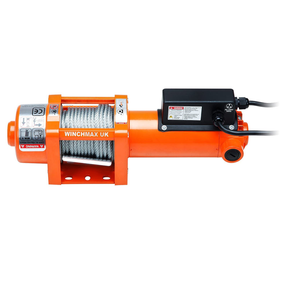 1,500lb 240V 13A Single Phase Winch. 12.5m x 5mm Steel Rope. 1/4 inch ...