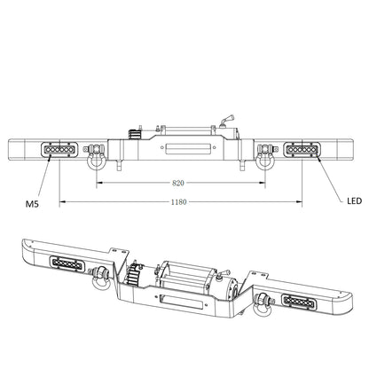 13,500lb (6,123kg) Original Orange 12v Winch. Defender Bumper, 25m x 10mm Armourline Rope, Wiring Kit & Isolator.