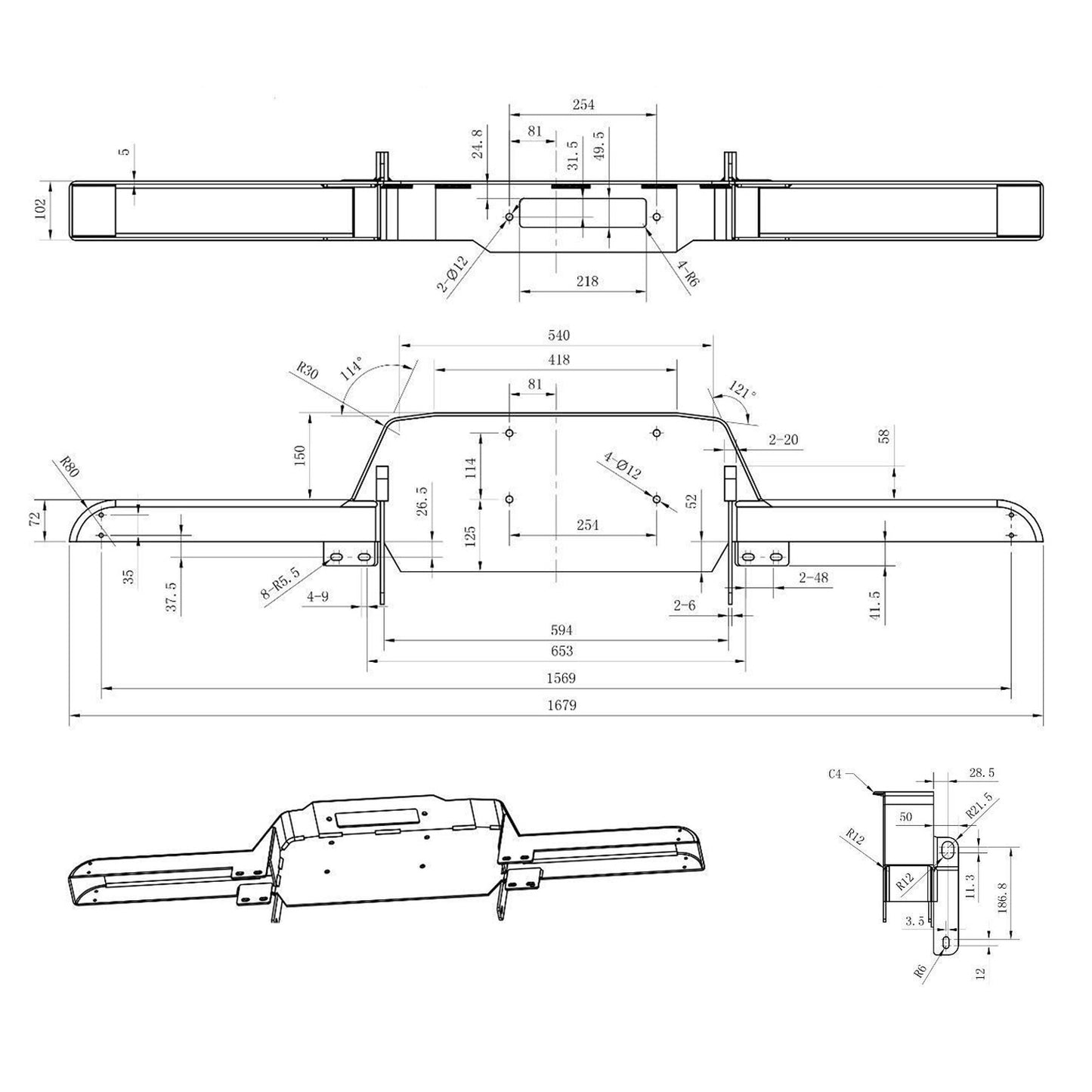 Land Rover Defender Winch Bumper. Fits With or Without Air-Con
