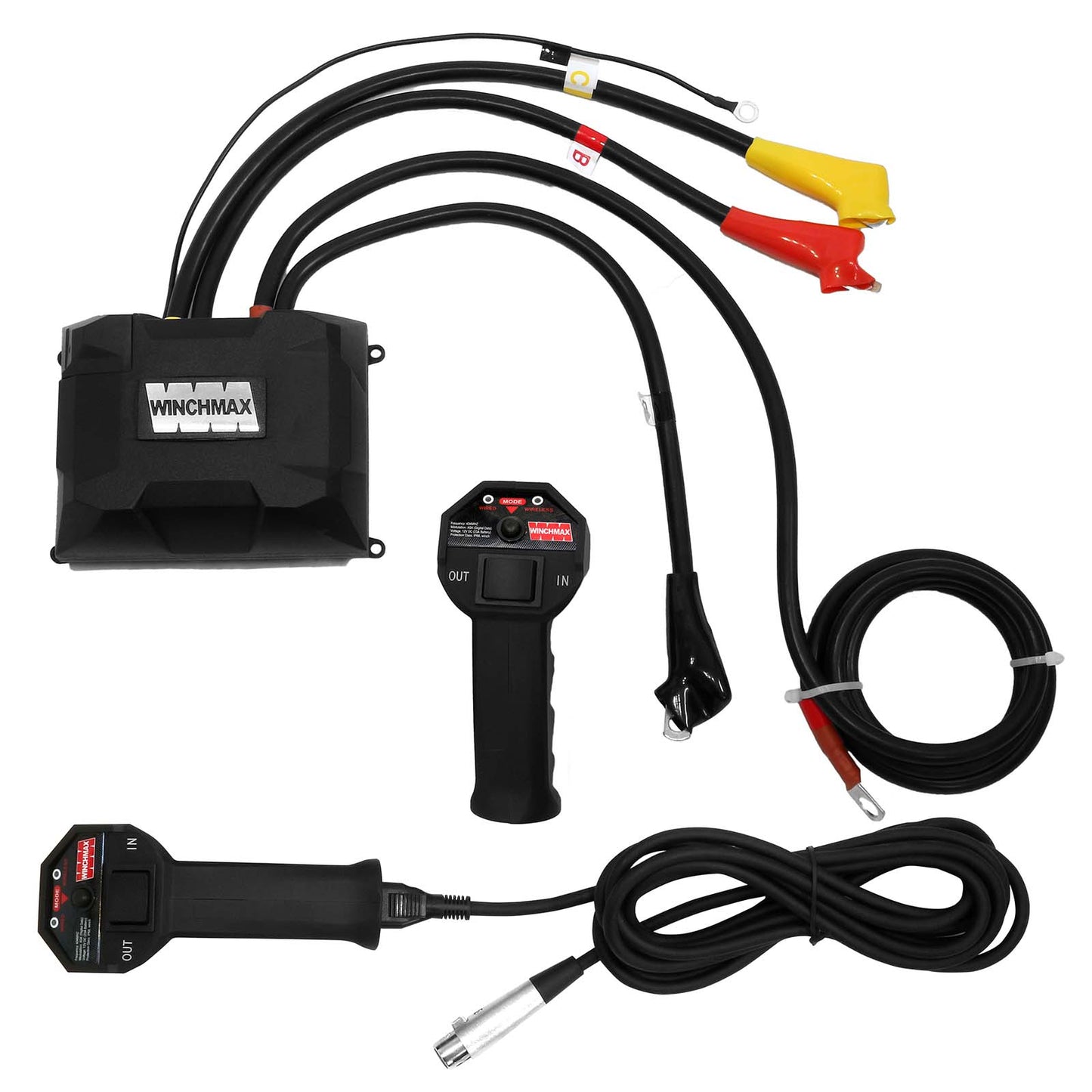 Boîtier de commande de treuil complet 12 V pour jusqu'à 20 000 lb. Télécommandes sans fil doubles.