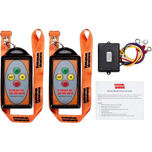 2 Channel Winch Remote Control, Wireless. Twin HD Handsets, Long Range (100m). 12v/24v