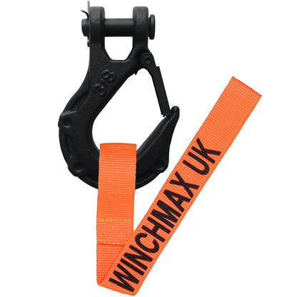 Steel Rope 26m x 9.5mm, Hole Fix. Roller Fairlead. 3/8 inch Tactical Hook. For winches up to 13,500lb.
