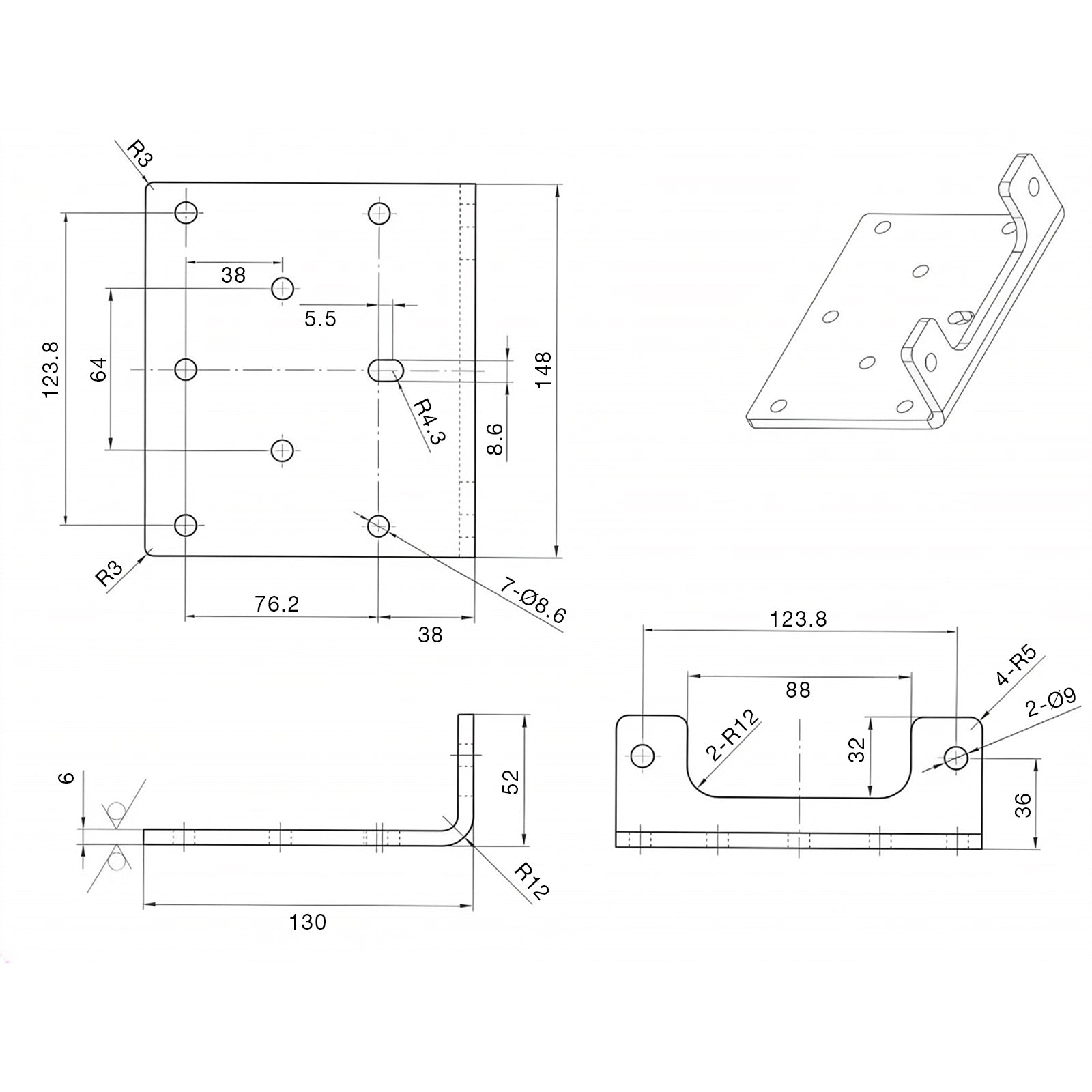 Mounting Plate Diagram 3000 winch
