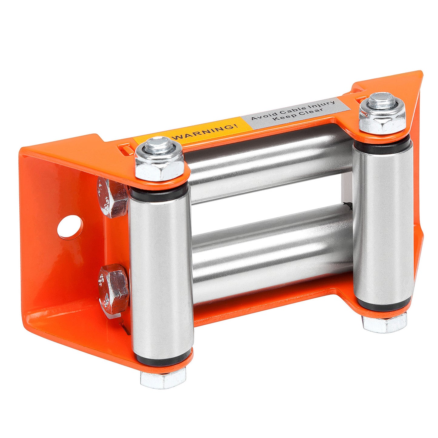 Roller Fairlead, Small, Orange. Zinc Plated Rollers.