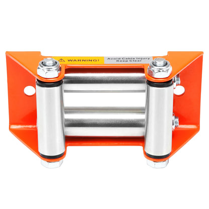 Roller Fairlead, Small, Orange. Zinc Plated Rollers.