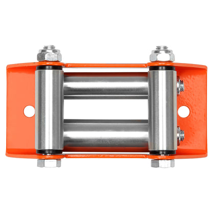 Roller Fairlead, Small, Orange. Zinc Plated Rollers.