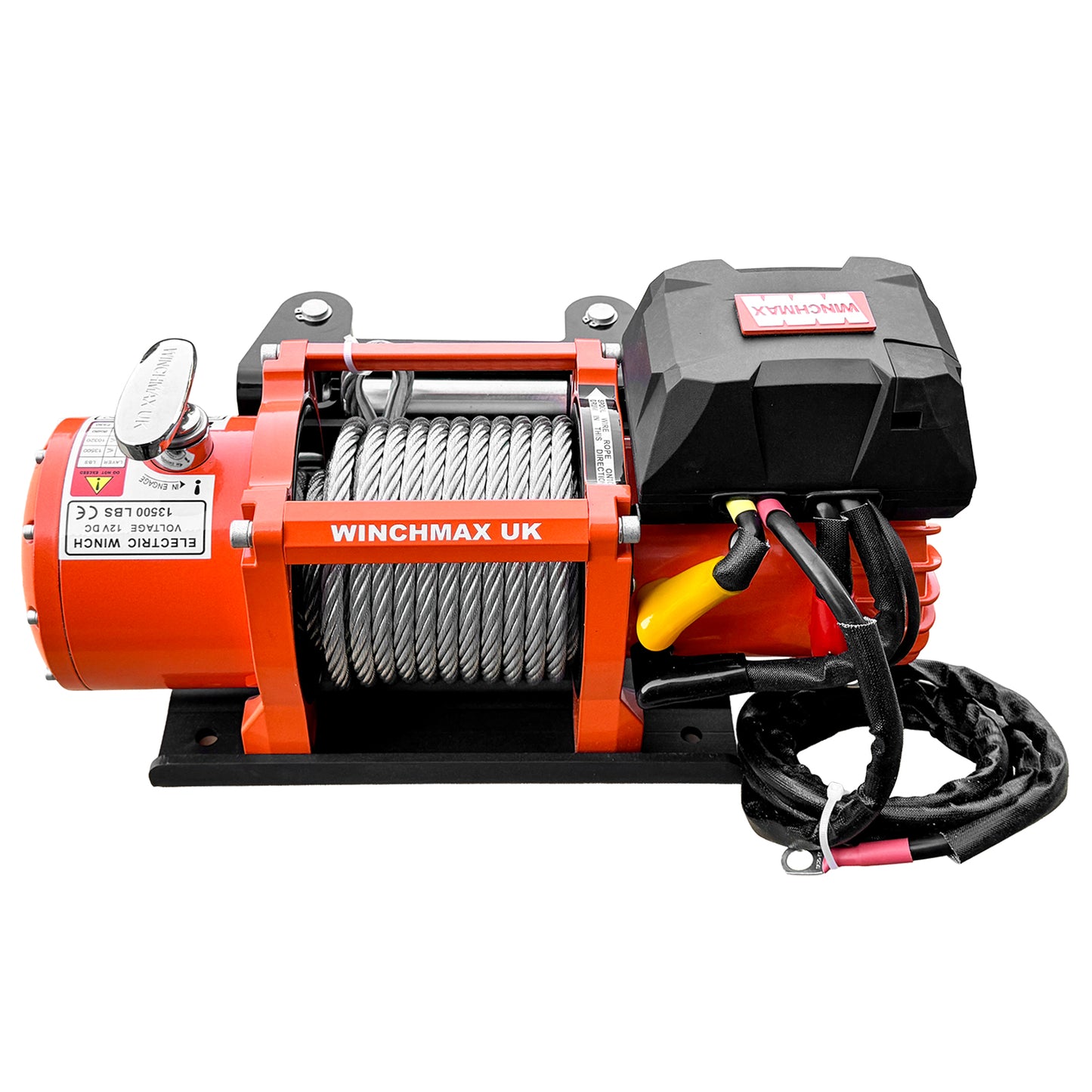 13,500lb 12V Winch. 15m x 9.5mm Steel Rope. 3/8 inch Hook + MP - Short Drum - Compact Trailer Winch