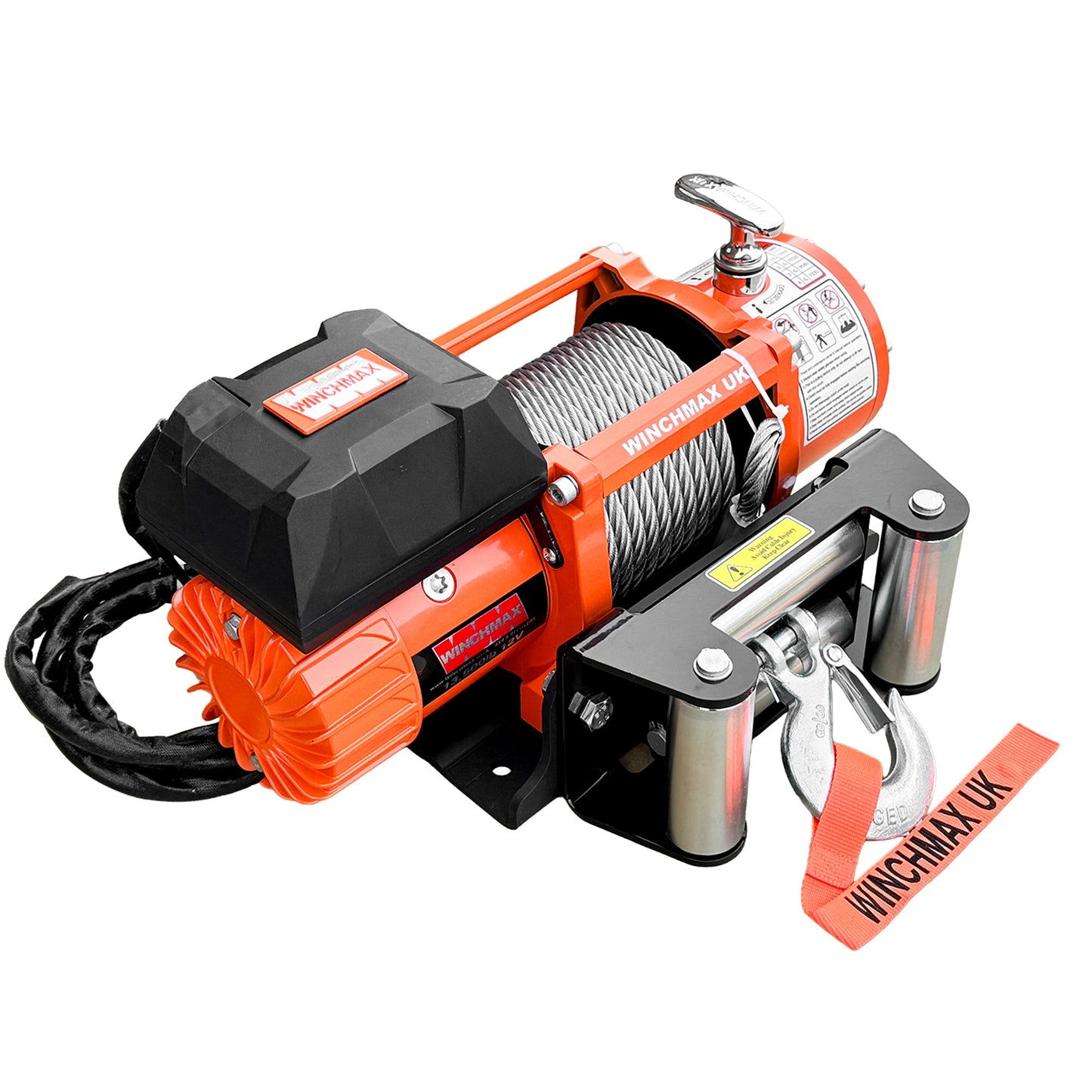 13,500lb 12V Winch. 15m x 9.5mm Steel Rope. 3/8 inch Hook + MP - Short Drum - Compact Trailer Winch