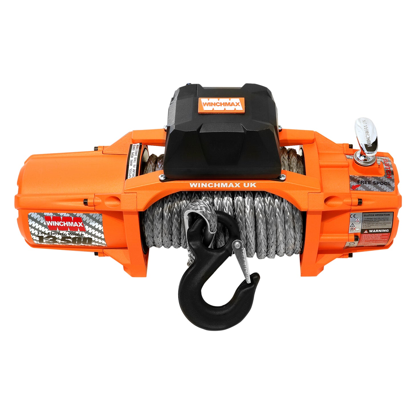 13,500lb (6,123kg) 'SL Series' Original Orange 12v Electric Winch. 28m x 11mm Dyneema Rope, Remote Controls