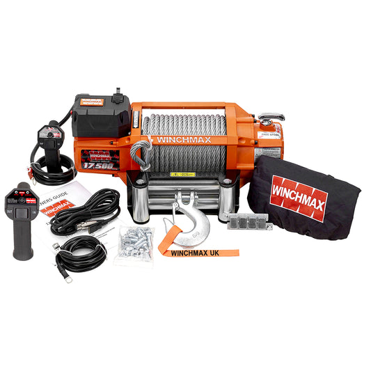 17,500lb (7,938kg) 'SL Series' Original Orange 24v Winch. 26m x 12mm Steel Rope, Wireless Remote Control.