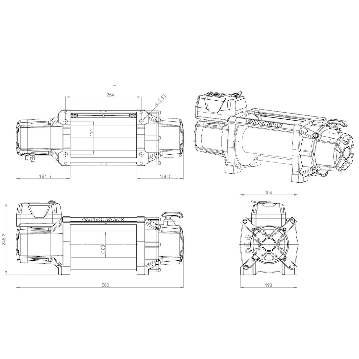 17,500lb (7,938kg) 'SL Series' Original Orange 24v Winch. 26m x 12mm Steel Rope, Wireless Remote Control.