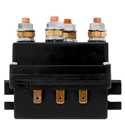 Solénoïde de treuil 12 V pour usage intensif. Connexions latérales des bornes à fourche.
