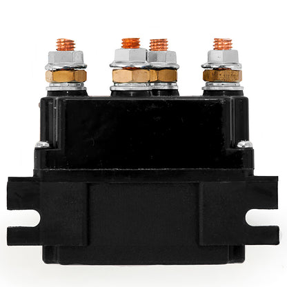 Solénoïde de treuil 12 V pour usage intensif. Connexions latérales des bornes à fourche.