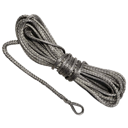 Dyneema Synthetic Winch Rope 15m x 5mm, Hole Fix. 1/4 Inch Clevis Hook.