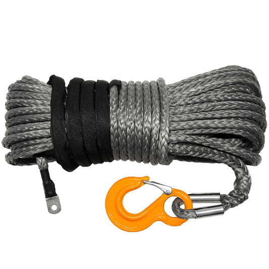 Hochwertiges synthetisches Windenseil, 30 m x 12 mm, Schraubbefestigung. Wettkampfhaken.