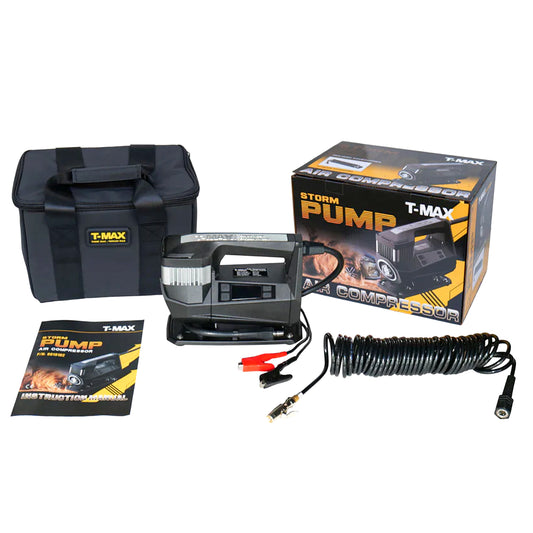 T-MAX Storm Pump 190 l/min 12v Air Compressor Tyre Pump - for 4x4 Off Road Car Van Truck SUV.