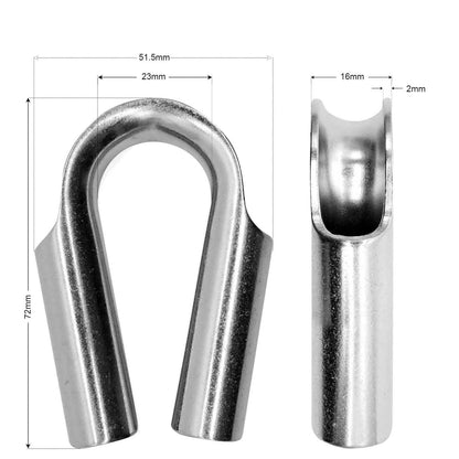 Tubular Rope Thimble (PAIR) Stainless Steel for 10-12mm Diameter Winch Rope.