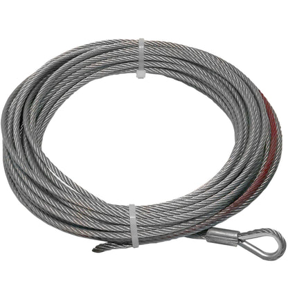 Steel Rope 15m x 6mm. Hole fix. 1/4 Inch hook. For winches up to 4,000lb.