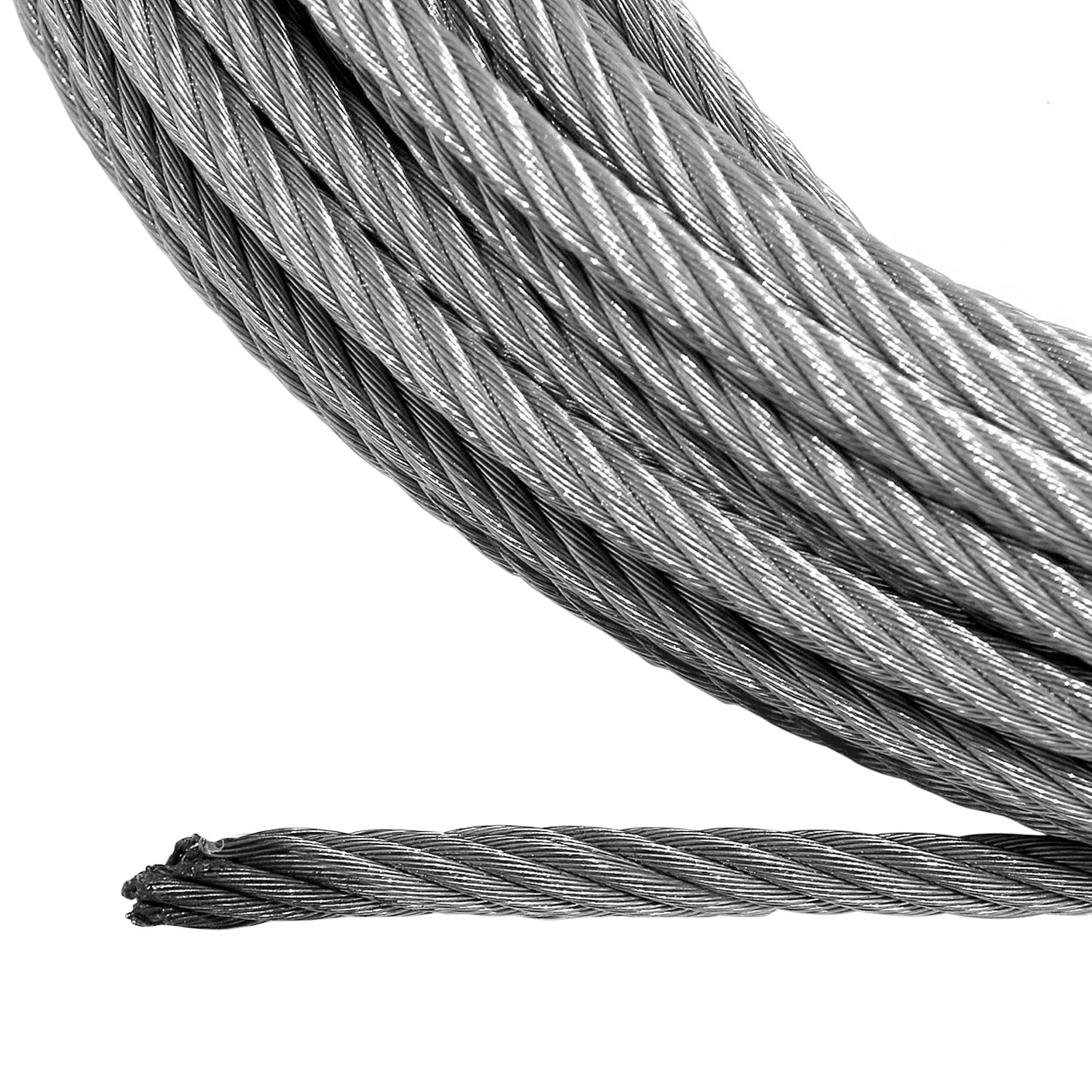 Steel Rope 15m x 6mm. Hole fix. 1/4 Inch hook. For winches up to 4,000lb.