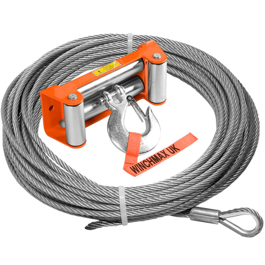 WINCHMAX. Steel Rope 25m x 14mm. Hole Fix. Orange Roller Fairlead. 1/2 Inch Hook.