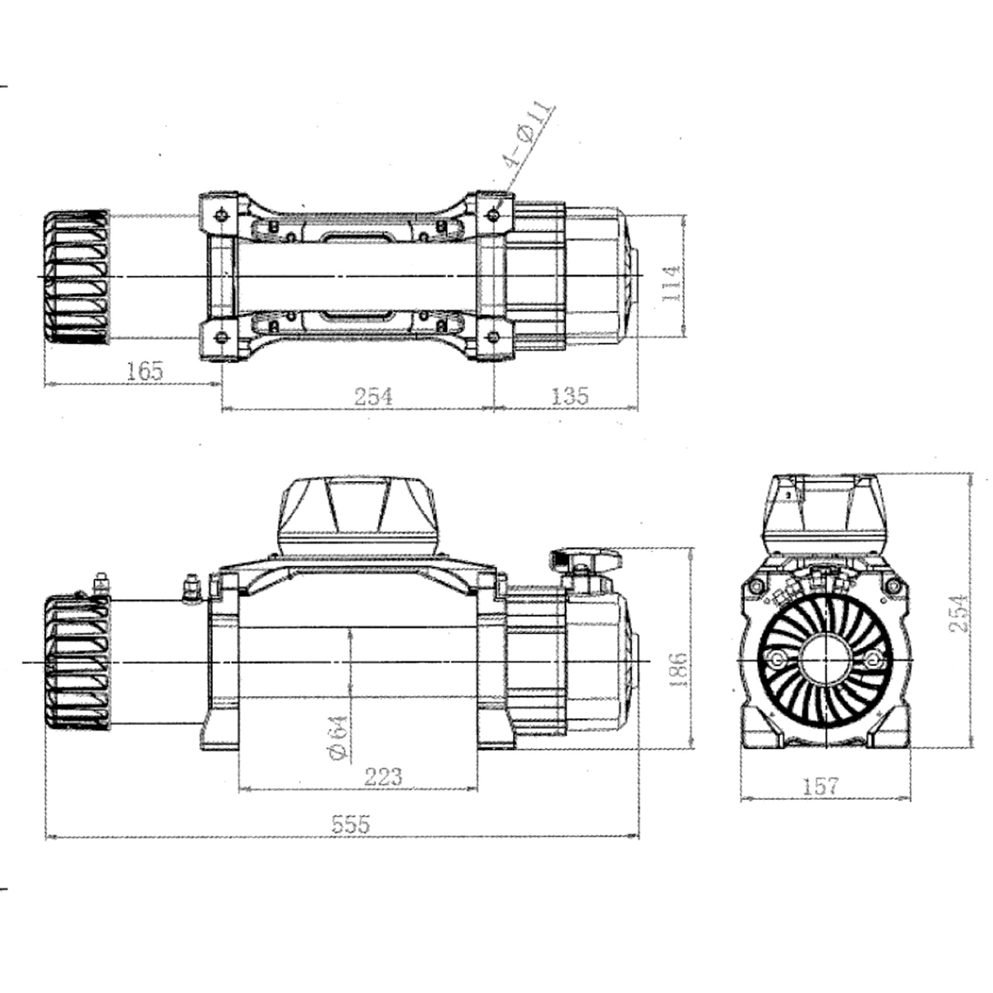 12,000lb (5,443kg) Original Orange 12v Two Speed Winch. 26m x 11mm Dyneema Rope, Wireless Remote Controls.