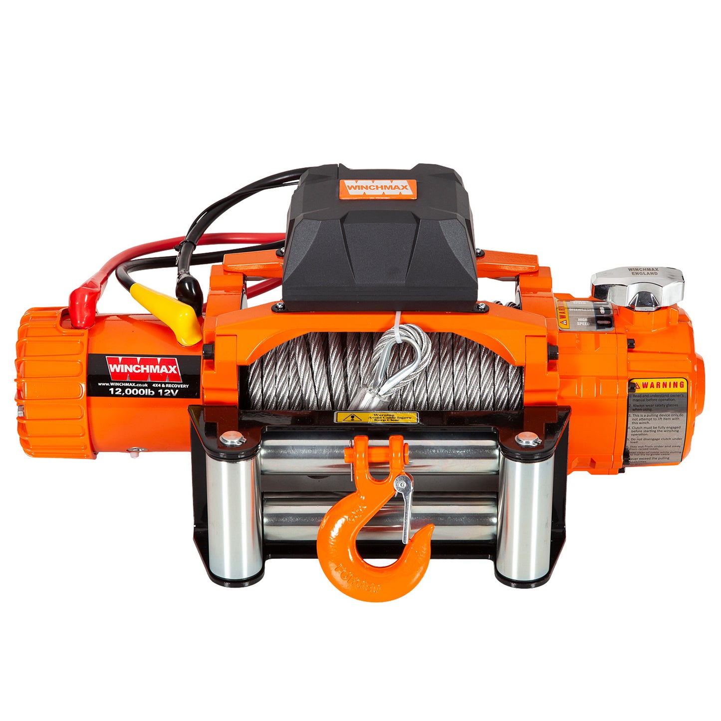 12,000lb (5,443kg) Original Orange 12v Two Speed Winch. 26m x 9.5mm Steel Rope, Wireless Remote Controls.