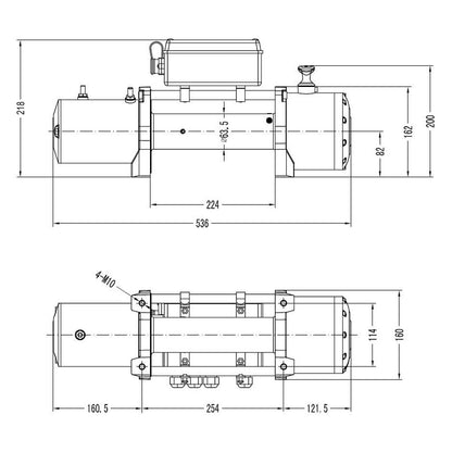 13,500lb (6,123kg) Original Orange 24v Winch, 15m (Short) x 9.5mm Steel Rope. 3/8 inch Hook.