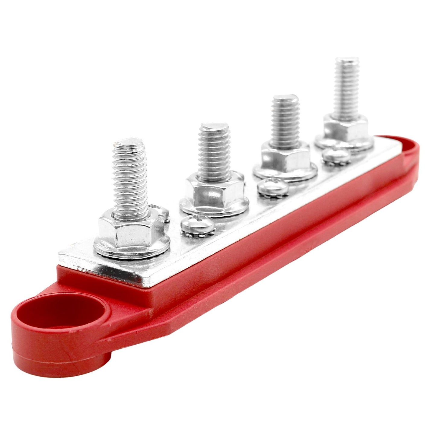 Bus Bar 250a 4 x M8 terminals. 6 screw terminals. Red.