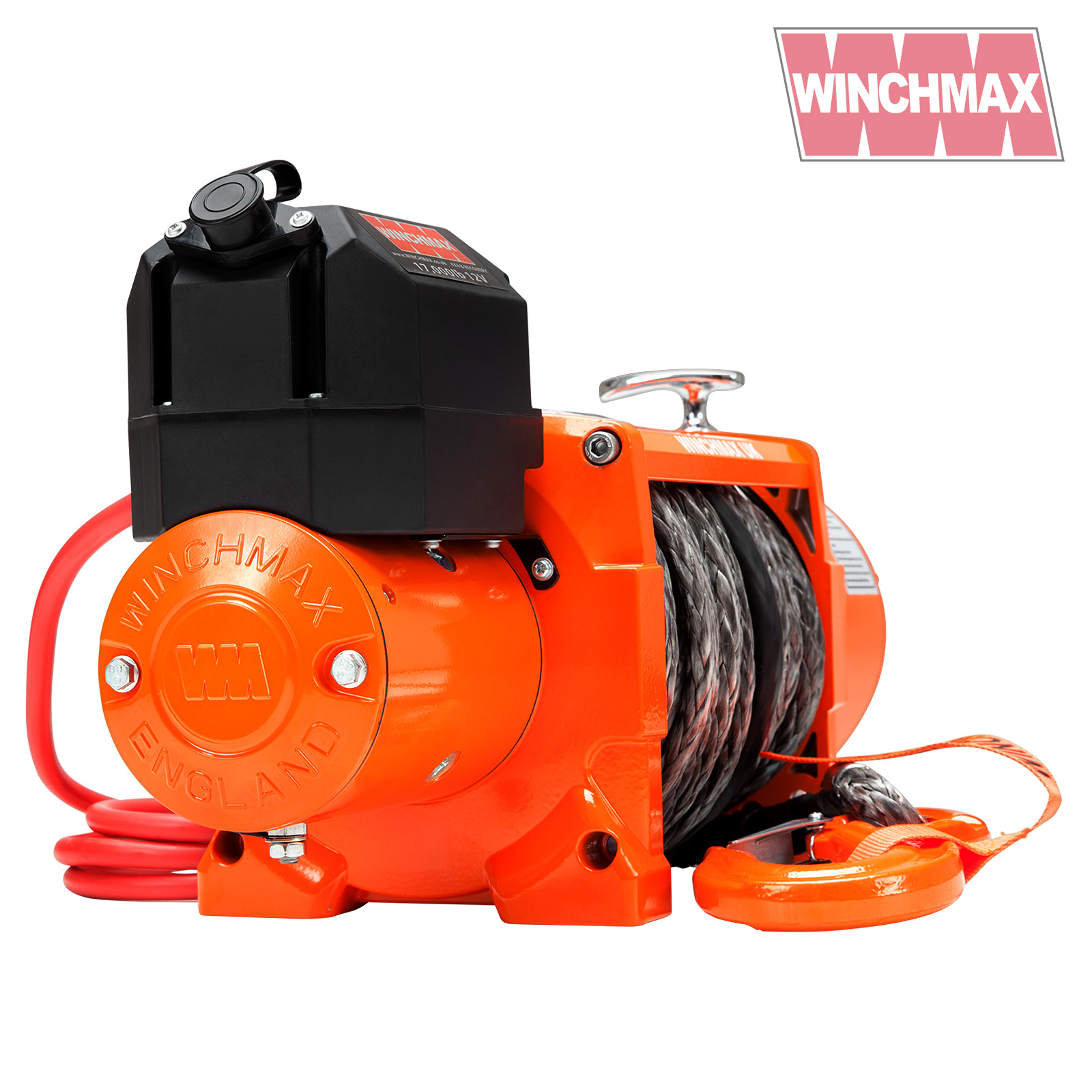17,000lb (7,711kg) Original Orange 12v Electric Winch. 30m x 13mm Dyneema  Rope, Wireless Remote Controls - Winchmax