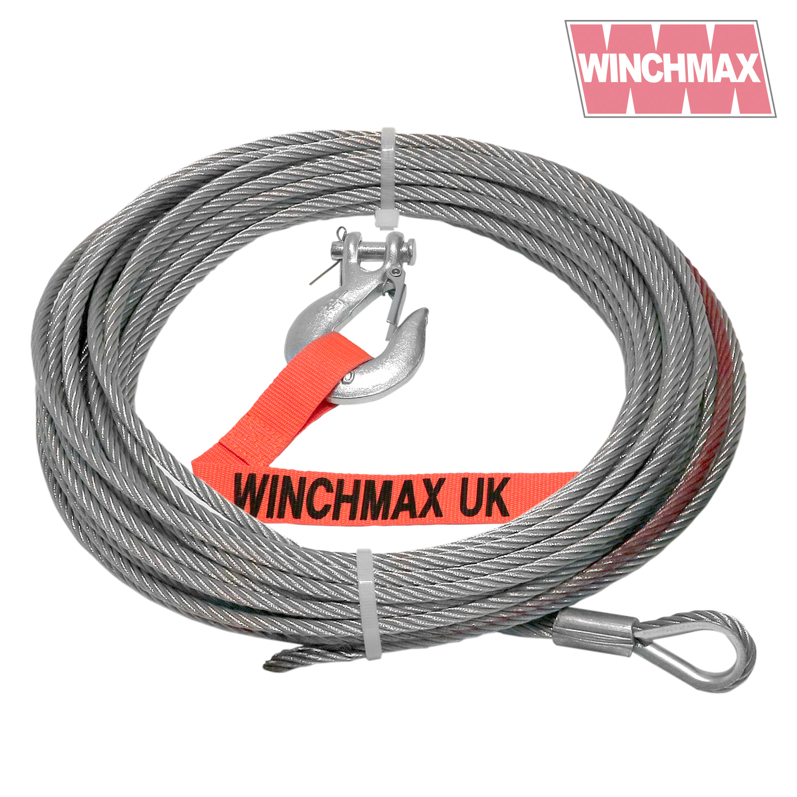 Steel Rope 15m x 5mm, Hole Fix. 1/4 inch Clevis Hook. For winches up to  4,000lb. - Winchmax