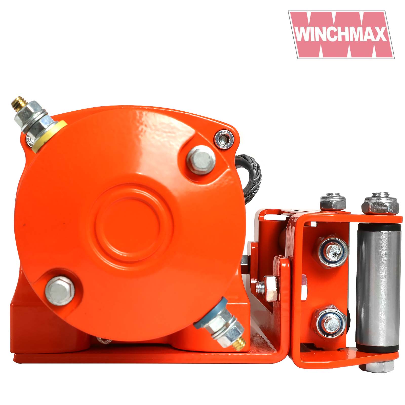 5,000lb (2,268kg) Original Orange 12v Winch. 15m x 5mm Steel Rope, 1/4 Inch  Clevis Hook, Twin Remote Controls. - Winchmax