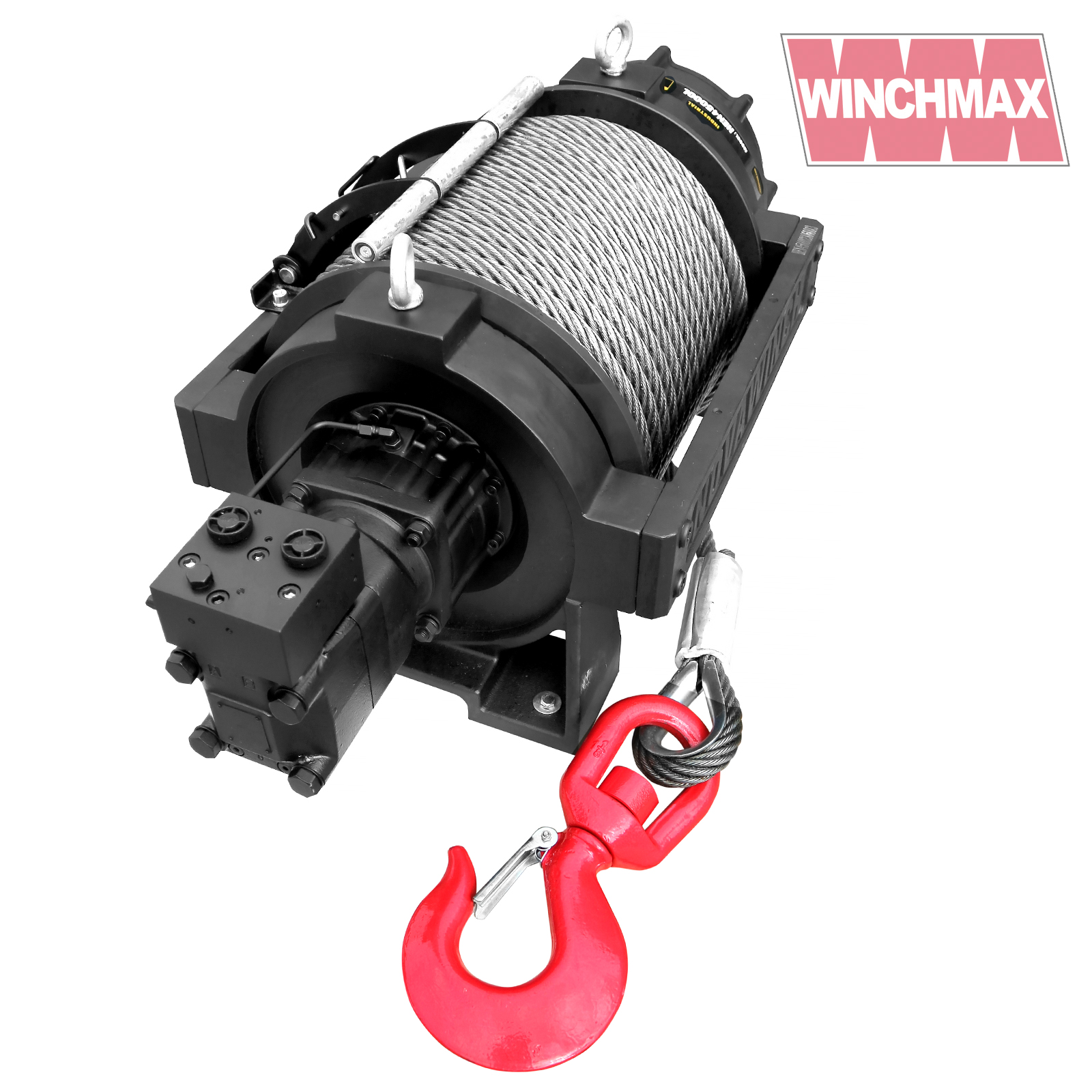 35,000lb (15,875kg) Hydraulic Recovery Winch, HGV/Industrial/Commercial,  Steel Rope & Swivel Hook. - Winchmax