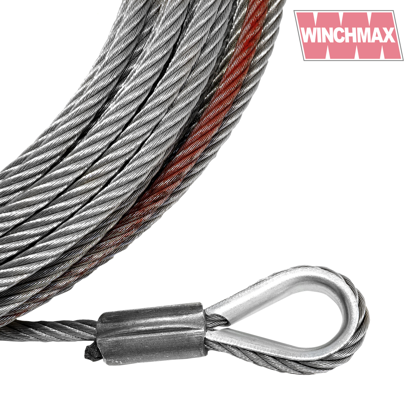 Steel Rope 15m x 9.5mm, Hole Fix. 3/8 inch Clevis Hook. For