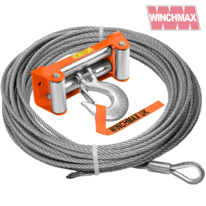 Steel Rope 25m X 14mm, Hole Fix. 1/2 Inch Clevis Hook. For winches