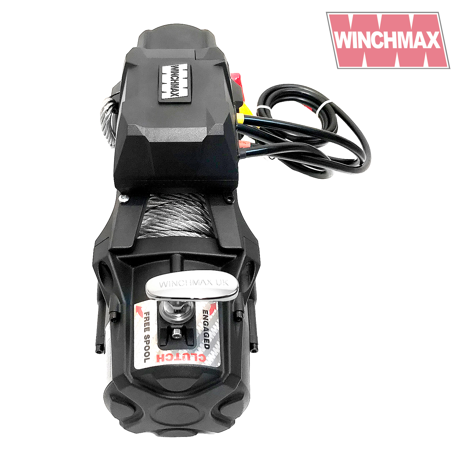 Steel Rope 26m X 9.5mm, Hole Fix. Black Roller Fairlead. 3/8 Inch Clevis  Hook. For winches up to 13,500lb. - Winchmax